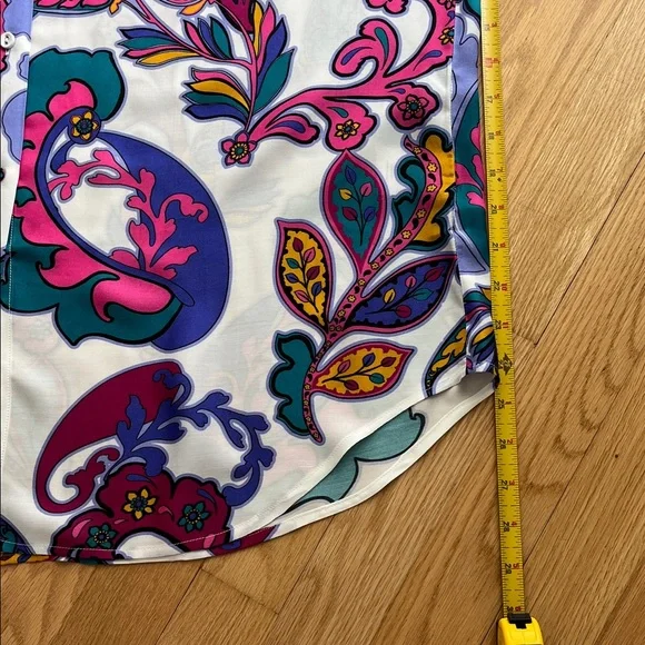 Johnny Was White Paisley Dress with Pink, Purple, Teal and Yellow - Picture 15 of 16